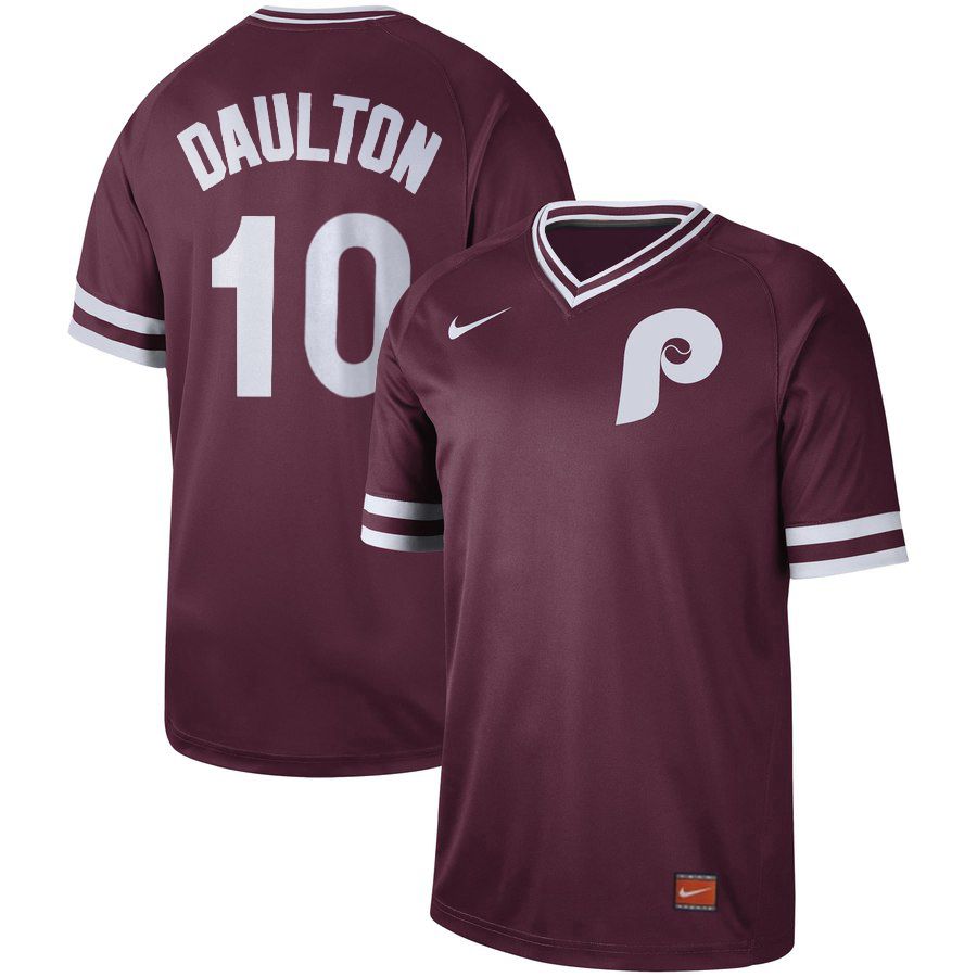 Men Philadelphia Phillies #10 Daulton Red Nike Cooperstown Collection Legend V-Neck MLB Jersey->philadelphia phillies->MLB Jersey